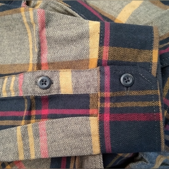 Orvis Mens Adams Plaid Brown Flannel Shirt Cotton Collar and Cuff Lining - Picture 8 of 9